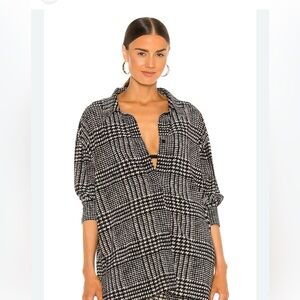 Norma Kamali Black and White Houndstooth Cardigan